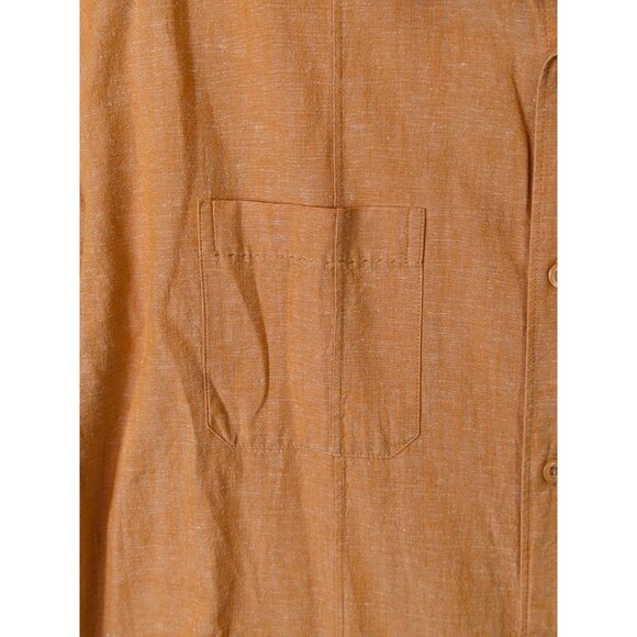 Cubavera Men Size XL Solid Orange Cotton & Linen Short Sleeve Casual Cuban Shirt - Picture 9 of 16